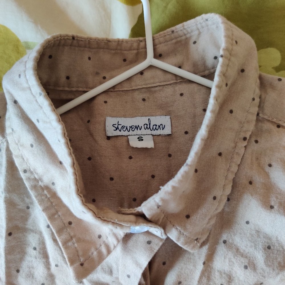 steven alan xs reverse seam shirt brown dot